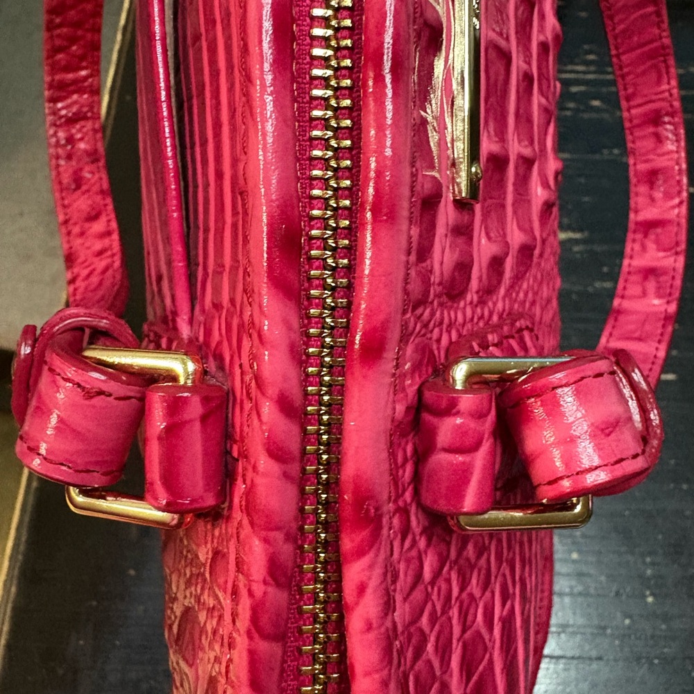 Brahmin Rich Rouge Pink Embossed Tote-Carryall—EUC - Picture 10 of 15